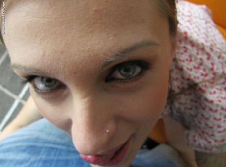 Sexy girlfriend Olga Barz fingers her holes after stripping on a couch
