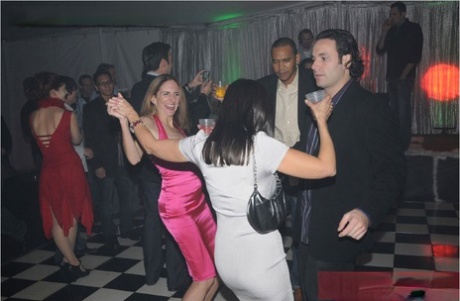 Sexy babe Catalina Cruz flashes her big tits while wearing her hot party dress