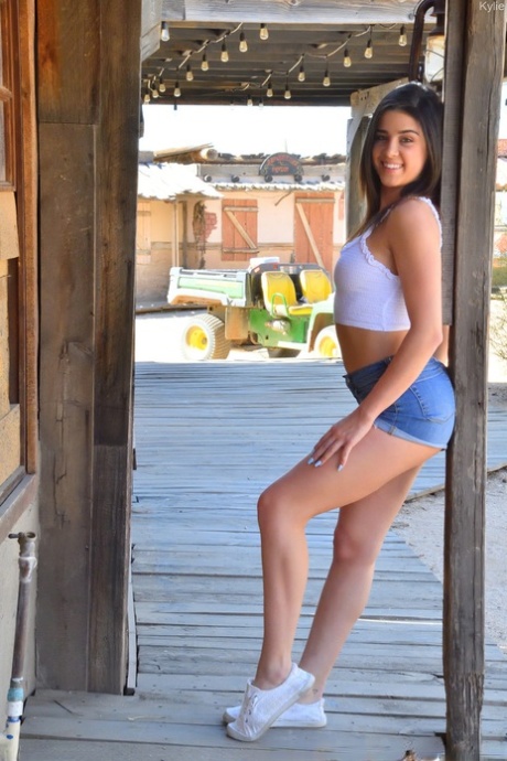 Amateur beauty Kylie flashing her tiny tits and big ass in public