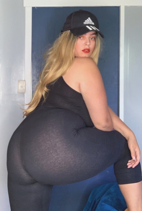 Chubby blonde babe Jordyn khaled shows her huge boobs and poses in nylons