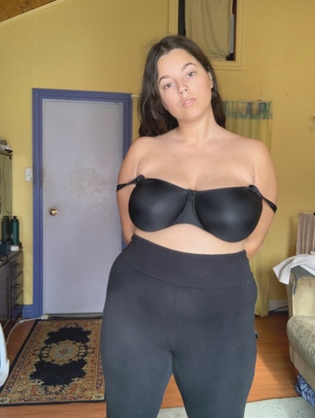 Chubby blonde babe Jordyn khaled shows her huge boobs and poses in nylons