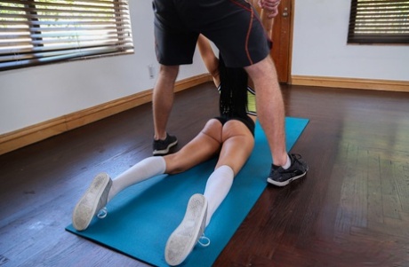 Hot babe Victoria June gets stretched and fucked by fitness coach Kyle Mason