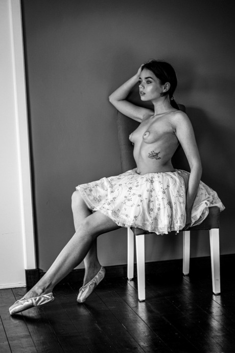 Beautiful ballerina Keira Blue shows her teen tits with puffy nipples