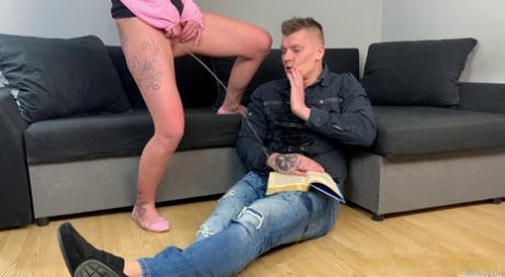 Horny honey Claudia Macc pisses & takes a dick in her juicy twat on the floor