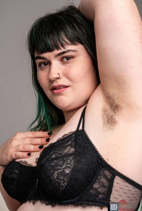 Chubby amateur Cece Lachey spreads her breathtaking hairy pussy up close