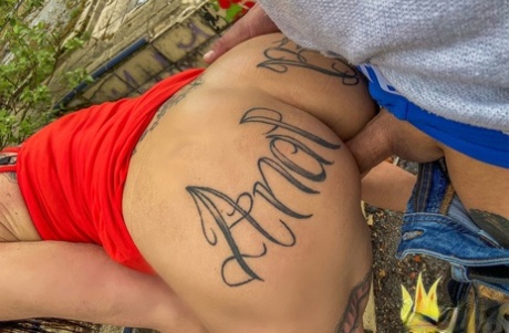Chubby brunette Julia Exclusiv getting a good outdoor anal dicking