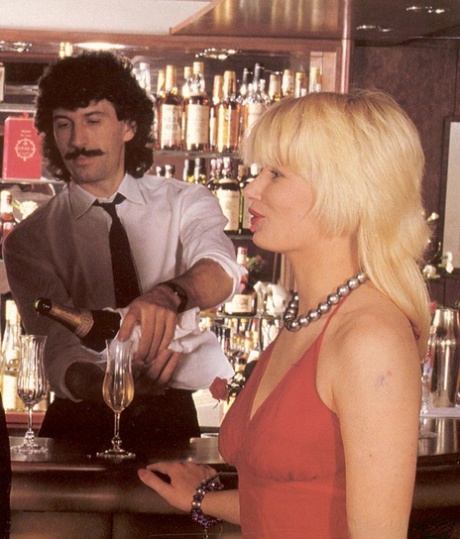 Kinky bride and a hot blonde swap partners at a bar in vintage foursome action