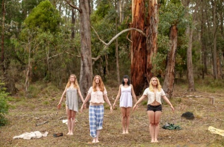 Gorgeous Australian girls practicing yoga in their hot outfits in nature