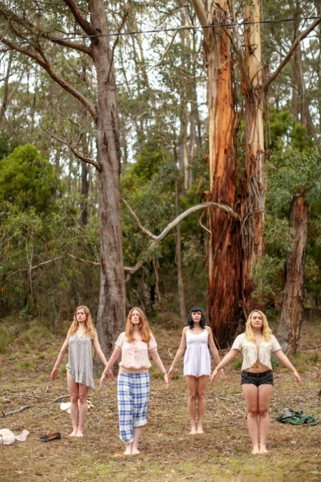 Gorgeous Australian girls practicing yoga in their hot outfits in nature