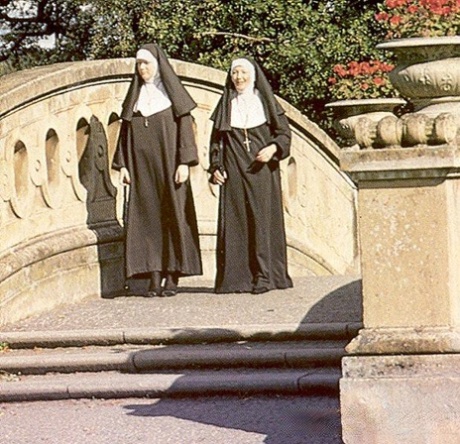 Perverted nuns getting involved in a kinky vintage 3some with an older dude