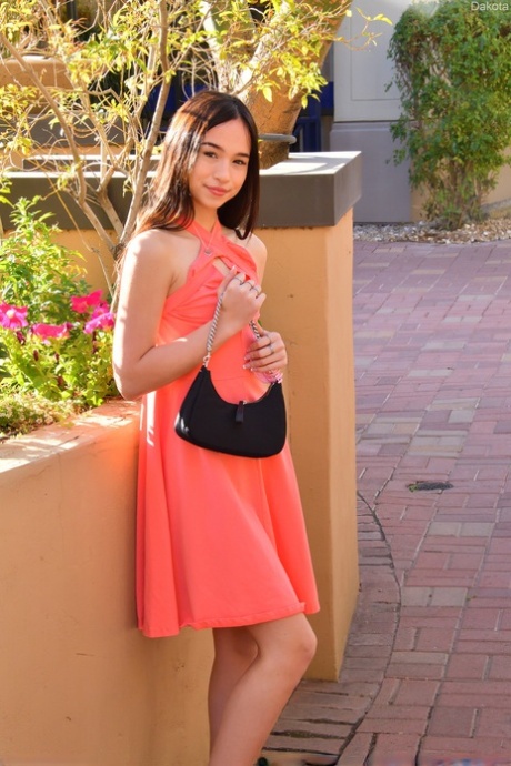 Sexy amateur teen Dakota displays her tasty twat and hot ass in public