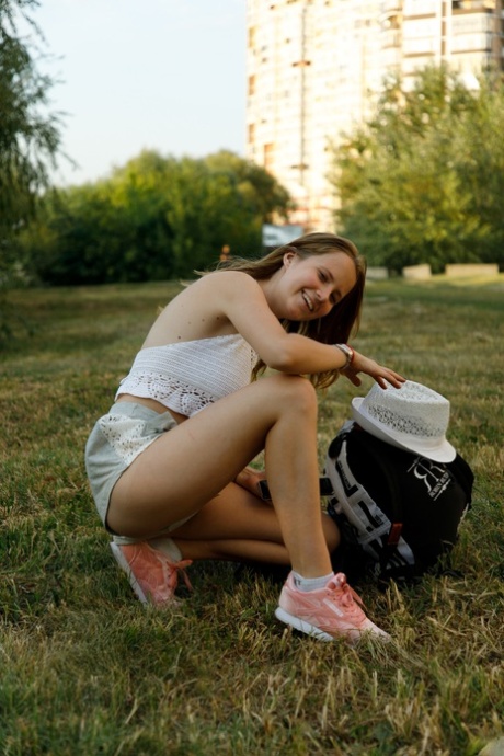 Cute amateur teen Diana Sedova exposes her wonderful breasts and body