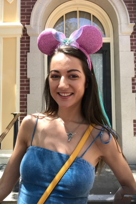 Teen Lily Adams unveils her yummy pussy after showing her tiny tits in public