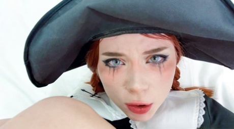 Redheaded witch Sweetie Fox gets her face and pussy fucked roughly