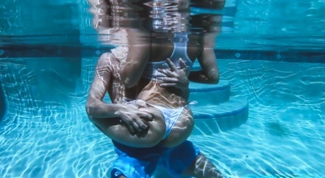 Curvy teen Alexis Monroe getting stripped and fucked in the pool