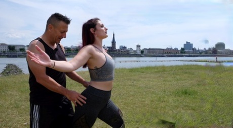 German slut Melina May gets orally pleased & fucked by her personal trainer