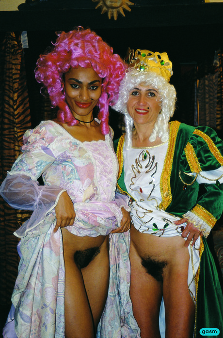 Naughty castle girls get their warm cunts stuffed wearing long elegant dresses