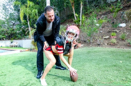 Little football player Alexia Anders screws her boyfriend after practice