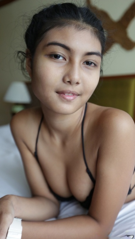 Cute Asian girl Pauw shows her perfect teen tits & gives a big dick a POV ride