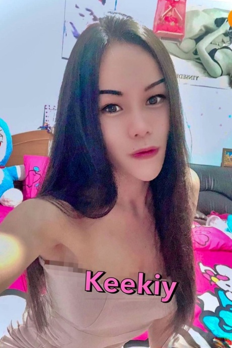 Sexy Asian shemale shows off her perfect body in pretty outfits
