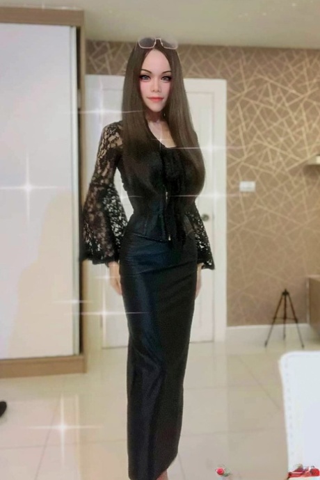 Sexy Asian shemale shows off her perfect body in pretty outfits