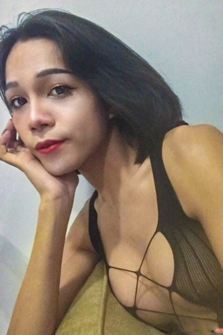 Sexy Asian shemale shows off her perfect body in pretty outfits