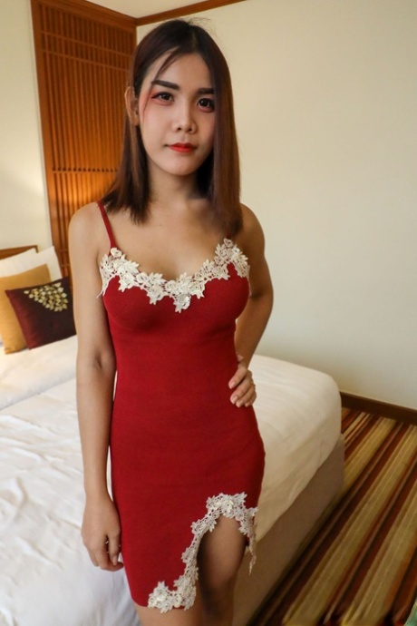 Beautiful Asian babe shows off her perfect tits & gives a hot blowjob