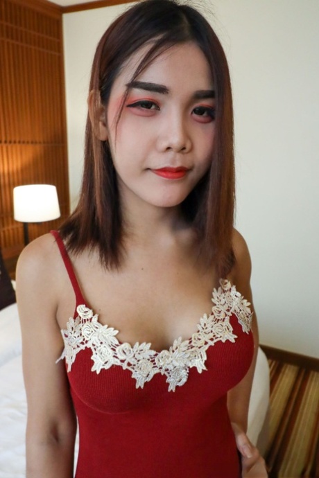 Beautiful Asian babe shows off her perfect tits & gives a hot blowjob