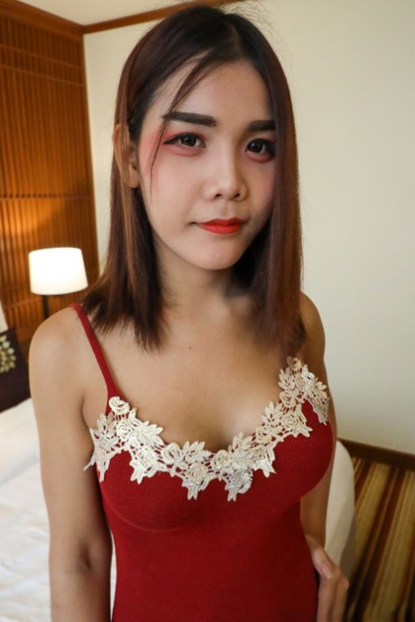 Beautiful Asian babe shows off her perfect tits & gives a hot blowjob