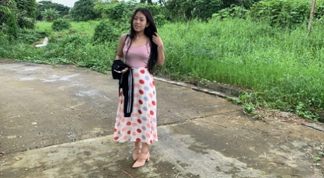 Petite Asian amateur Pangpang exposes her round ass and takes a dick in POV