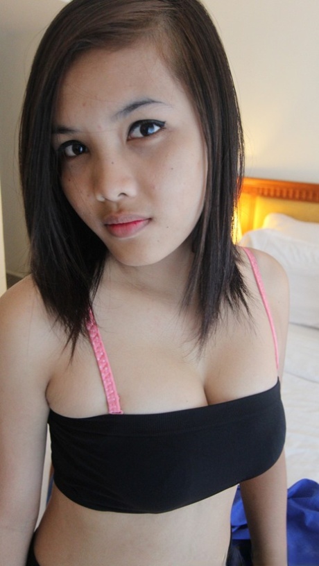 Kinky Asian amateur Rung removes her blue dress & takes a boner in POV action