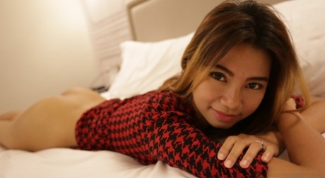 Innocent Asian teen Oay shows off her cute ass & gets her hairy pussy pounded