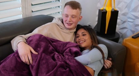 Petite teen goes for a ride on her stepbrother's dick & receives a facial