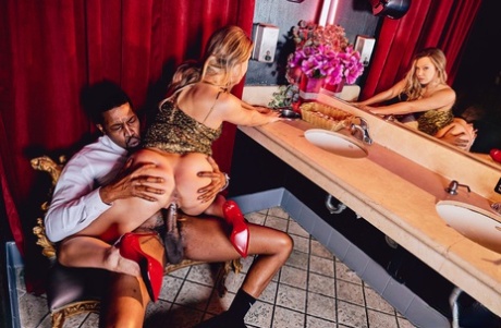 Hot blonde Avery Cristy has wild sex with a black man after a dance