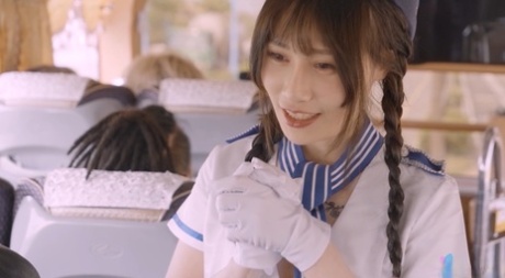 Brunette Asian babe Xiao Ye Ye gets her big tits groped & gets rammed in a bus