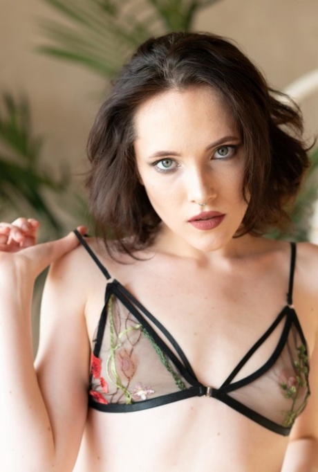 Beautiful babe shows her perfect petite body while completely naked
