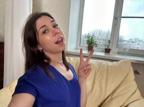 Sexy brunette shows off her natural tits in a hot selfie compilation