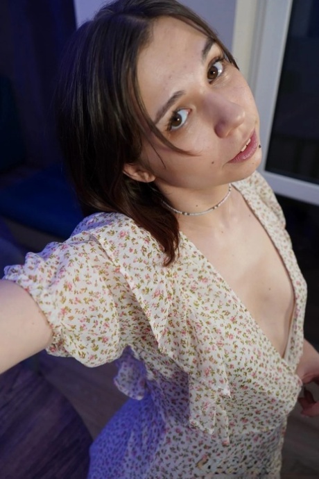 Sexy brunette shows off her natural tits in a hot selfie compilation