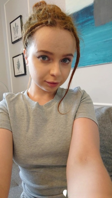 Playful ginger amateur exposes her tiny boobs in her selfie compilation