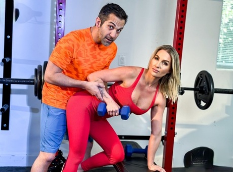 MILF Andi Avalon gets fucked doggystyle by her personal coach at the gym
