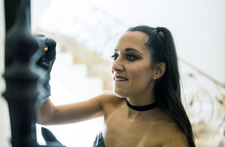 Teen pornstar Freya von Doom flaunts her petite body and gets rammed