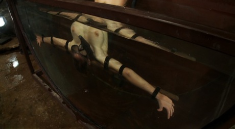 Blonde Rain DeGrey gets fucked by a machine dildo in underwater BDSM action