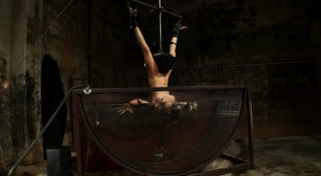 Blonde Rain DeGrey gets fucked by a machine dildo in underwater BDSM action