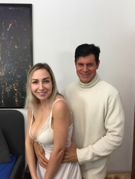 Big boobed Russian pornstar Siya Jey getting stripped by her partner