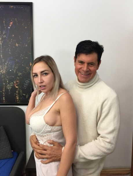 Big boobed Russian pornstar Siya Jey getting stripped by her partner