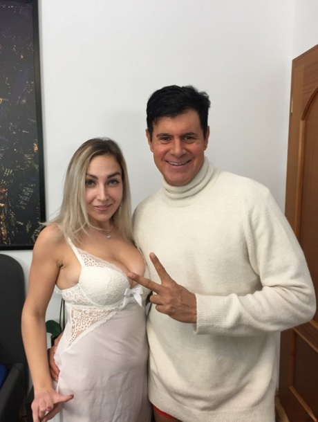 Big boobed Russian pornstar Siya Jey getting stripped by her partner