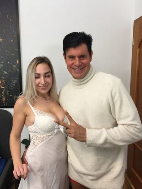 Big boobed Russian pornstar Siya Jey getting stripped by her partner